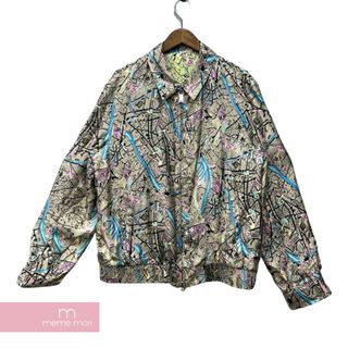 フェンディ(FENDI)のFENDI 2022SS Reversible Silk Jacket FW0554 AIAA フェンディ リバーシブルシルクジャケット 長袖 ロゴプリント ブルゾン 総柄 グリーンー×ベージュ サイズ52 【240122】【中古-B】【me04】(その他)