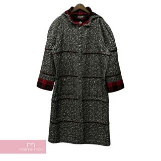 シャネル(CHANEL)のCHANEL Space Print Long Coat P57635V43570 MD336 シャネル スペースプリントロングコート ココマーク ココボタン フード チェック柄 素材切替 ブラック サイズ50 【240121】【中古-A】【me04】(その他)