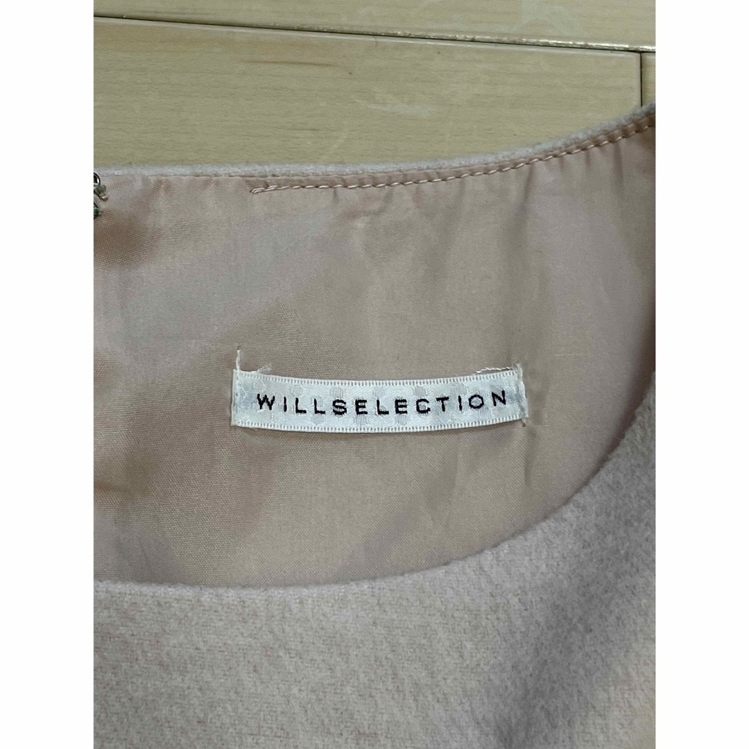 WILLSELECTION(ウィルセレクション)のウィルセレクション ワンピース ドレス 膝丈 ラクーン ファー付き ピンク レディースのワンピース(ひざ丈ワンピース)の商品写真