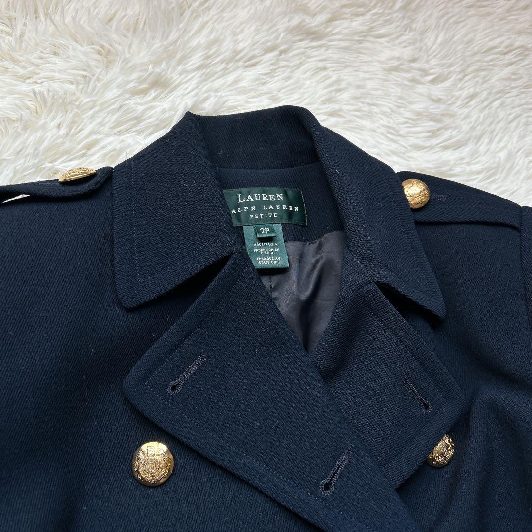 Ralph Lauren(ラルフローレン)の【極美品】80s Ralph Lauren 紺ブレザー コート ダブル 金ボタン レディースのジャケット/アウター(ロングコート)の商品写真