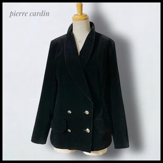 ピエールカルダン(pierre cardin)の【pierre cardin】ベロア テーラードジャケット ダブル 黒(テーラードジャケット)