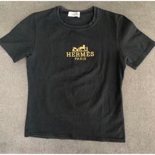 美品 エルメス 19年 占星術 ジャガードニット 半袖Tシャツ レディース オレンジ 36 シルク コットン HERMES約35cm身幅