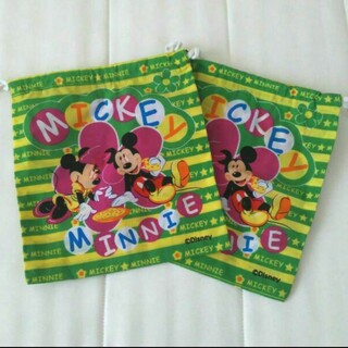 ミッキーマウス(ミッキーマウス)のミッキー&ミニー　巾着袋　２枚　未使用　ディズニー(キャラクターグッズ)