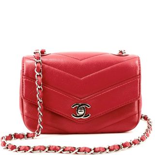 シャネル(CHANEL)のシャネル シェブロン Vステッチ マトラッセ キャビアスキン バッグ ショルダーバッグ レッド(ショルダーバッグ)