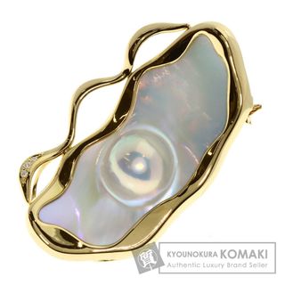 タサキ(TASAKI)のTASAKI マベパール 真珠 ダイヤモンド ブローチ K18YG レディース(ブローチ/コサージュ)