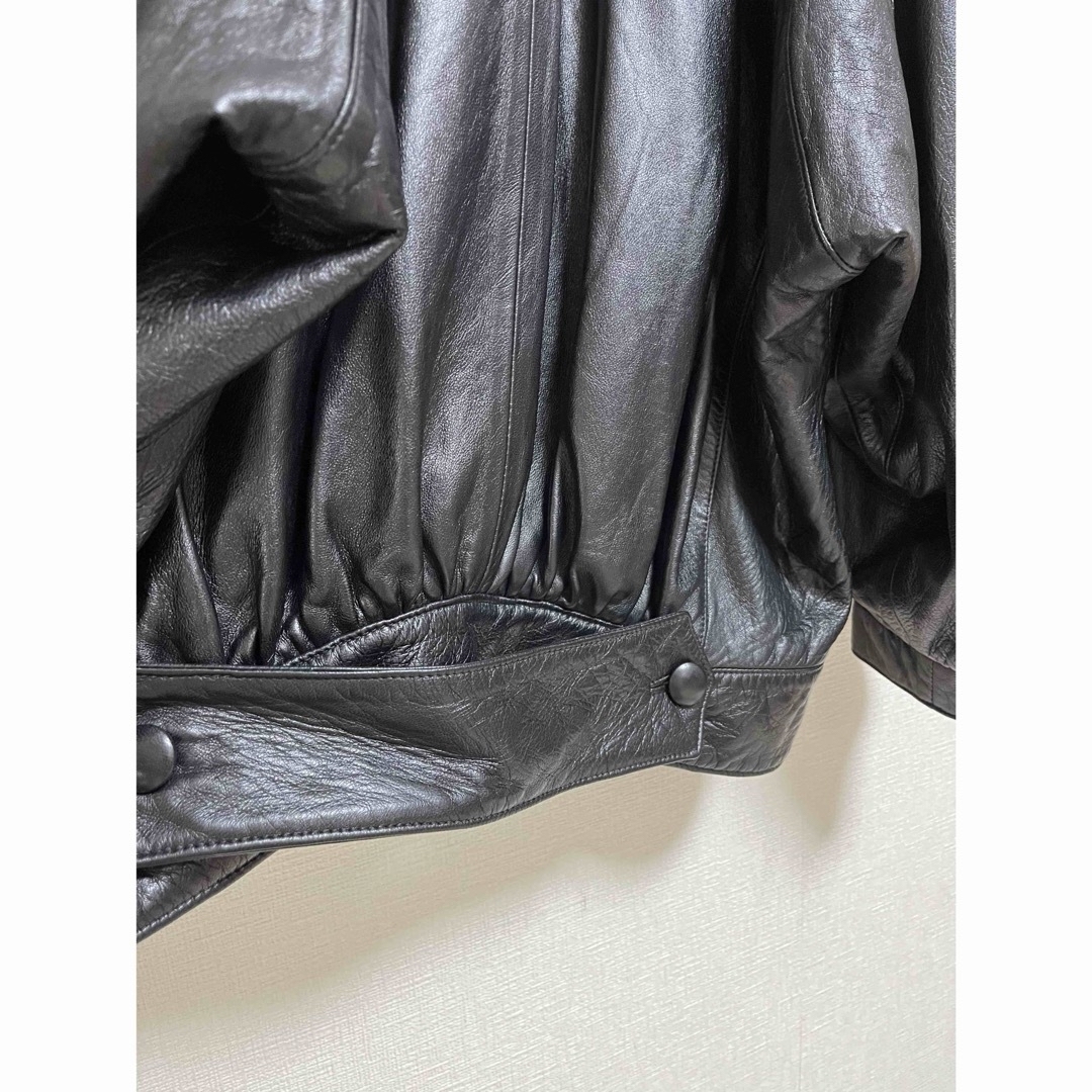 ヴィンテージ　レトロ　羊革　ラムレザー　ジャケット　コート　ブルゾン　黒 レディースのジャケット/アウター(その他)の商品写真