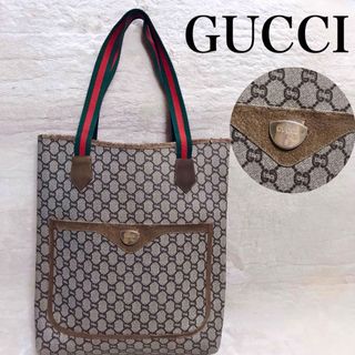 グッチ(Gucci)のオールドグッチ GUCCI PLUS PVC 大容量 トートバッグ レザー 総柄(トートバッグ)