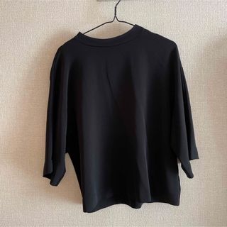 ユニクロ(UNIQLO)のユニクロ　ドレープモックネックブラウス（7分袖）　黒　ブラック(シャツ/ブラウス(長袖/七分))