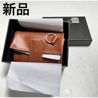 【新品】革製品　キーケース　財布　ミニ　3つ折り　ブラウン(折り財布)