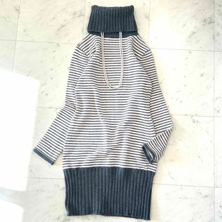 ルネ(René)の極美品♪ルネ カシミヤ混 タートルネックニットワンピース ボーダー アンゴラ(ひざ丈ワンピース)