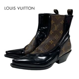 ルイヴィトン(LOUIS VUITTON)のルイヴィトン LOUIS VUITTON マタドールライン モノグラム ブーツ ショートブーツ アンクルブーツ レザー ブラック ブラウン(ブーツ)