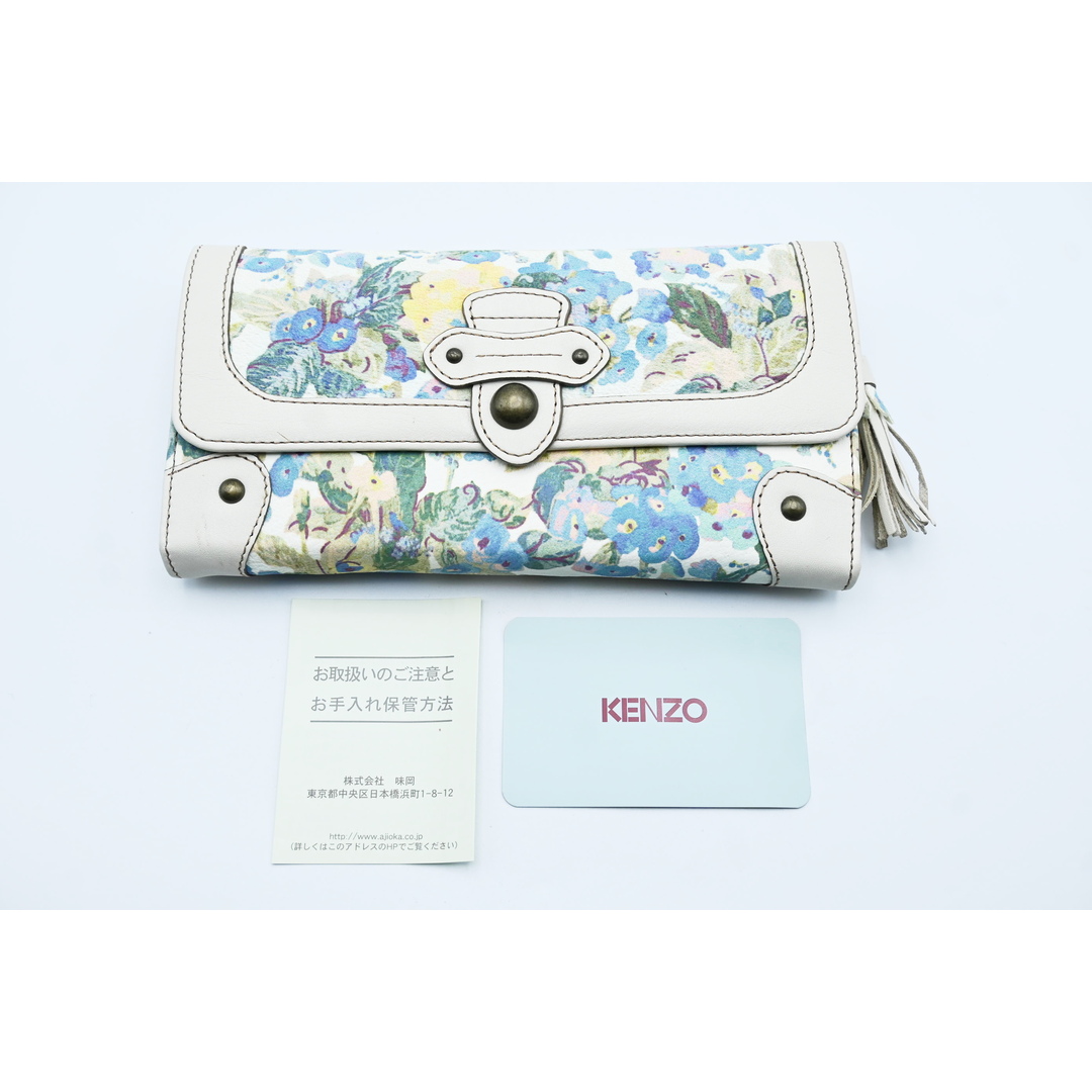 KENZO(ケンゾー)のT01美品 KENZO ケンゾー フラワー柄 フリンジ レザー 長財布 レディースのファッション小物(財布)の商品写真