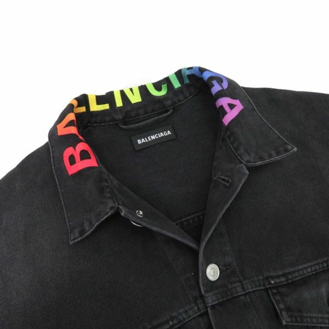 Balenciaga(バレンシアガ)の美品 バレンシアガ 571324 レインボーロゴ ウォッシュ加工 ボタンダウン オーバーサイズ デニム ジャケット Gジャン 46047 メンズのジャケット/アウター(Gジャン/デニムジャケット)の商品写真