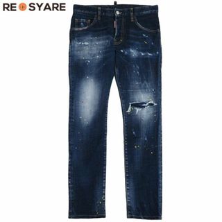 ディースクエアード(DSQUARED2)の美品 ディースクエアード 21SS S74LB0835 Skater Jeans ペイント ダメージ ウォッシュ加工 ボタンフライ デニム パンツ 46054(デニム/ジーンズ)