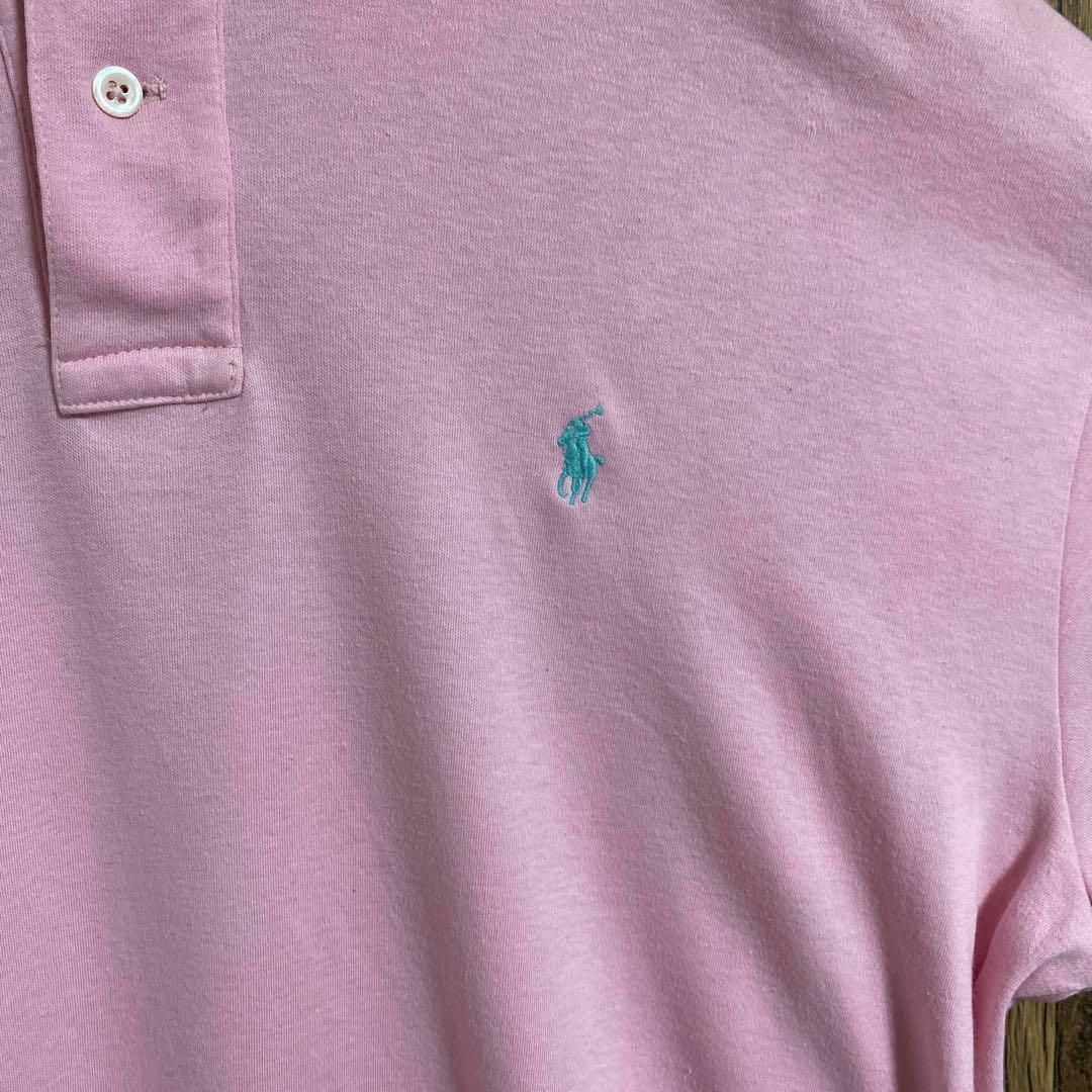 ポロラルフローレン メンズ 半袖 ポロシャツ ピンク ロゴ USA古着 90s