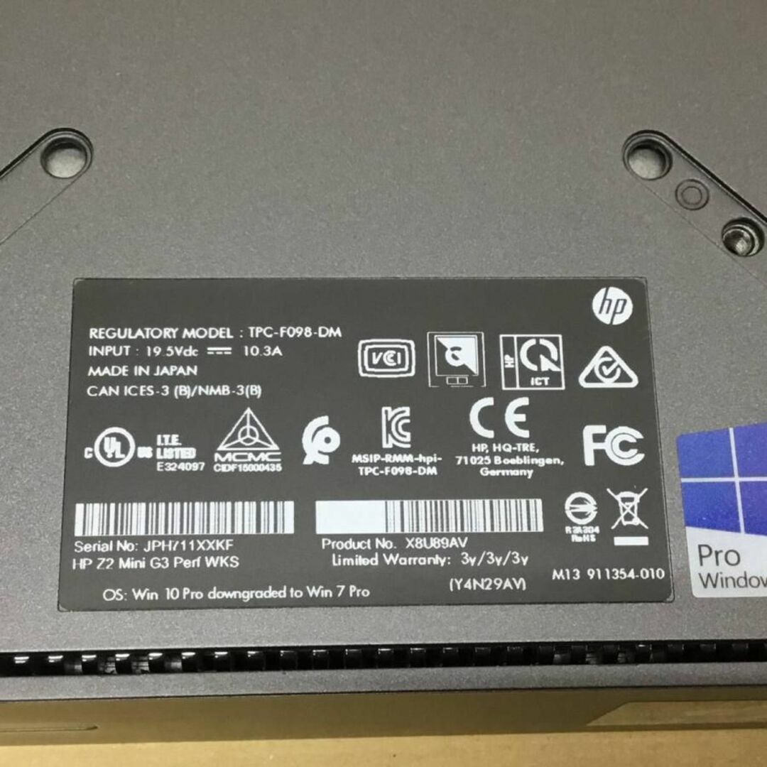 HP(ヒューレットパッカード)のオフィス付きＨＰ ワークステーション Z2MINIG3 X(E3-1245V5)QC-3.5GHZ 16GB 256GBＳＳＤ WIN11P スマホ/家電/カメラのPC/タブレット(デスクトップ型PC)の商品写真