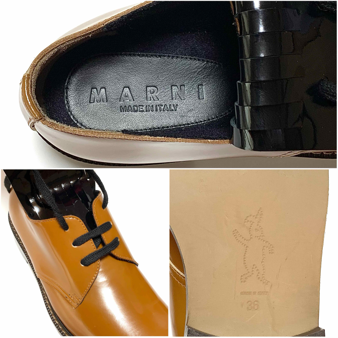 Marni(マルニ)の☆未使用 マルニ エナメル フリンジ レザー ダービーシューズ イタリア製 革靴 レディースの靴/シューズ(ハイヒール/パンプス)の商品写真