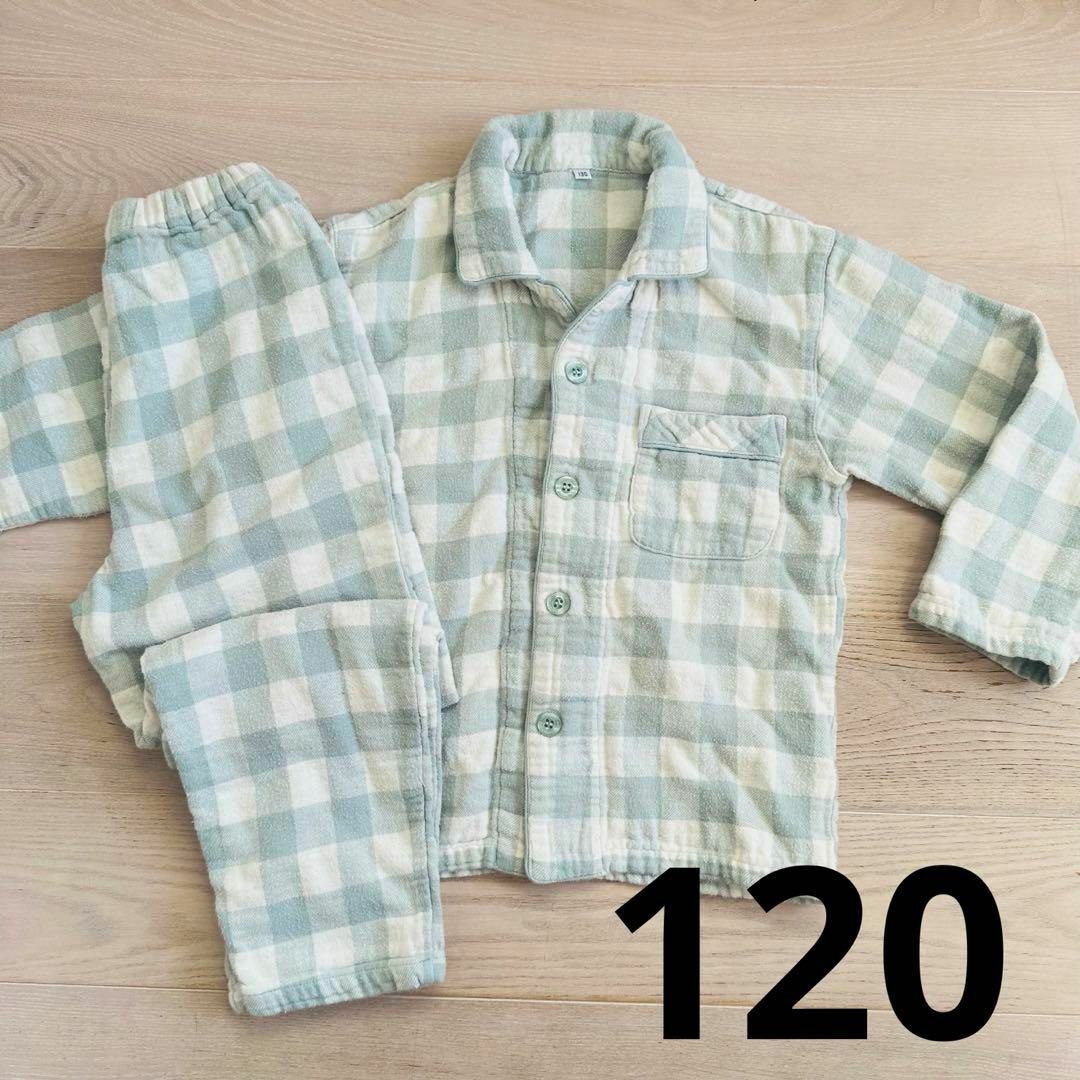 厚手ネル起毛 綿100% パジャマ【ミント】120（130） キッズ/ベビー/マタニティのキッズ服女の子用(90cm~)(パジャマ)の商品写真