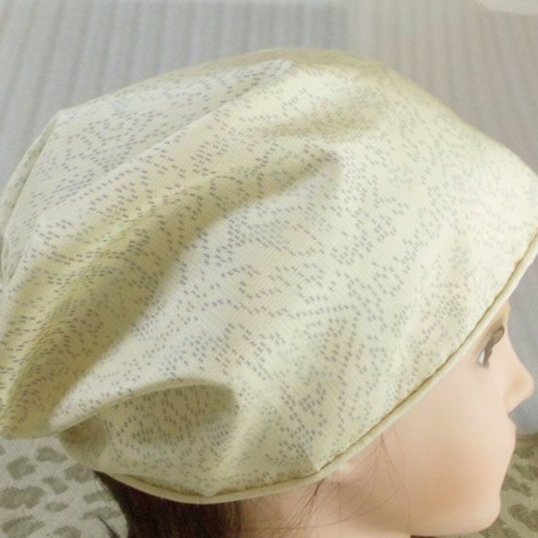 紬 難有 難隠し 帽子 58㌢ 抽象文様 キャップ 室内帽子 シルク リメイク レディースの帽子(その他)の商品写真