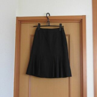 ひざ丈スカート　茶×黒　チェック　サイズS(ひざ丈スカート)