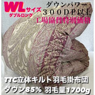 新品！TTC立体キルト羽毛掛布団　ダウン８５% ＷＬ　　ダブルロングサイズ(布団)