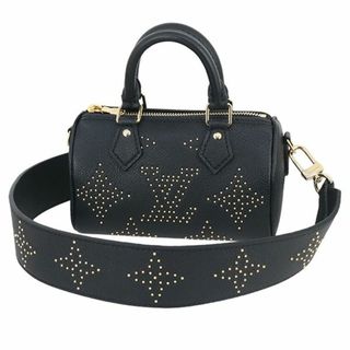 ルイヴィトン(LOUIS VUITTON)のルイヴィトンナノスピーディ スタッズモノグラム カーフレザー ブラック 黒 ゴールド レディース 新品 5812(ショルダーバッグ)