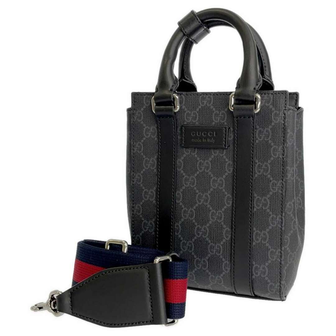 Gucci(グッチ)のグッチ トートバッグ ウェブライン GGスプリームキャンバス 696010 GUCCI バッグ 2way ショルダーバッグ 黒 メンズのバッグ(トートバッグ)の商品写真