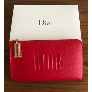 クリスチャンディオール(Christian Dior)のディオール　Dior 　ポーチ　レッド　箱付き(ポーチ)