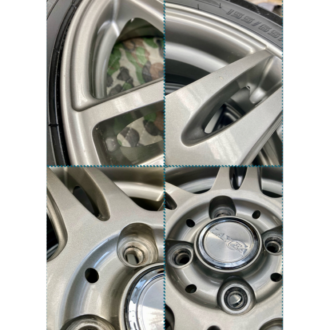 DUNLOP(ダンロップ)の⑫155/65R14  新品ダンロップタイヤ4本と中古ホイールとナット付き 自動車/バイクの自動車(タイヤ・ホイールセット)の商品写真