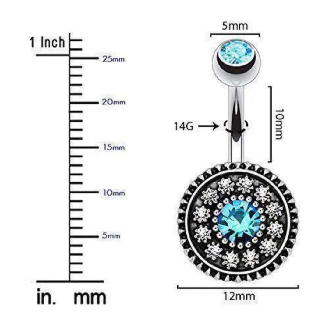 14G 臍ピアス ボディピアス　ブルーストーン  サークル 軟骨 へそピ レディースのアクセサリー(その他)の商品写真