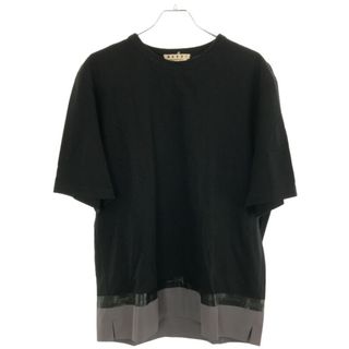 マルニ(Marni)のMARNI マルニ 18AW テープ切替バックロゴクルーネックTシャツ ブラック パープル(Tシャツ/カットソー(半袖/袖なし))