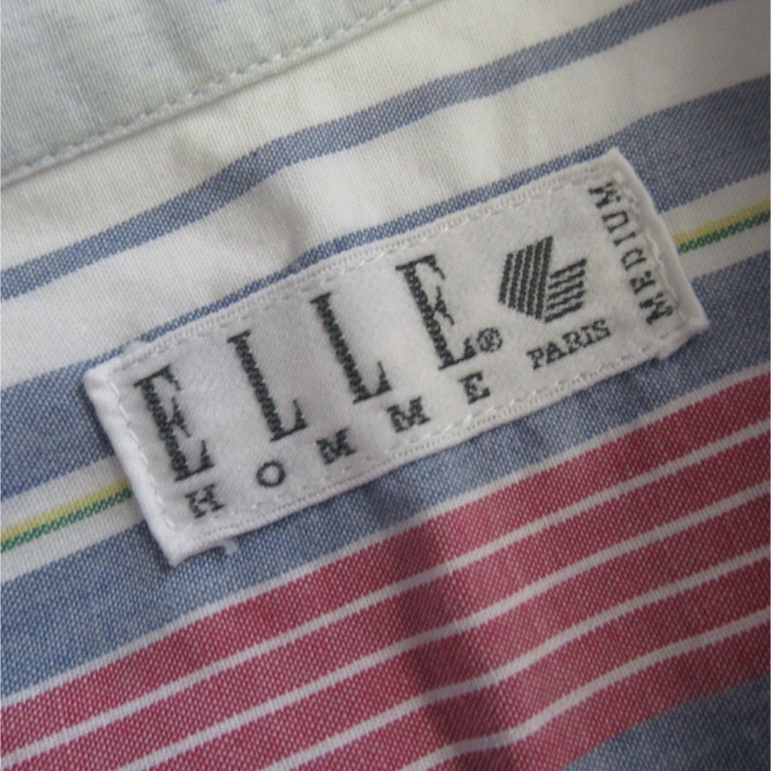 ELLE HOMME（ELLE）(エルオム)の90s ELLE PARIS マルチ ストライプ コットン シャツ トップス M メンズのトップス(シャツ)の商品写真