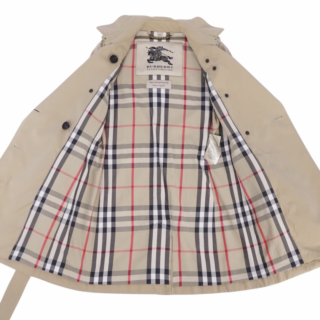 BURBERRY(バーバリー)の美品 バーバリー BURBERRY コート トレンチコート THE KENSINGTON ケンジントン 裏チェック 英国製 アウター レディース UK4 USA2 IT36(S相当) ベージュ レディースのジャケット/アウター(トレンチコート)の商品写真