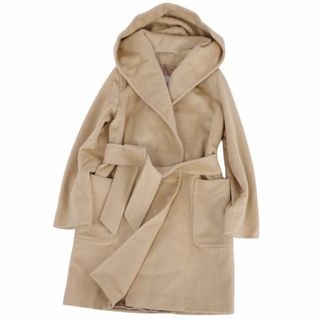 マックスマーラ(Max Mara)の美品 マックスマーラ Max Mara コート 白タグ ピュアキャメル RIALTO リアルト ラップコート フード付き アウター レディース JI34 USA0 FB32 GB2(XS相当) ライトベージュ(その他)