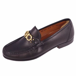 サルヴァトーレフェラガモ(Salvatore Ferragamo)の未使用 サルヴァトーレ フェラガモ Salvatore Ferragamo ローファー モカシン ガンチーニ金具 カーフレザー シューズ 靴 レディース イタリア製 6EE(23.5cm相当) ブラック(ローファー/革靴)