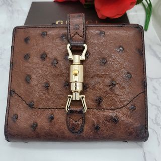 グッチ(Gucci)の【極美品】 GUCCI グッチ 2つ折り財布 財布 オーストリッチ ジャッキー(財布)