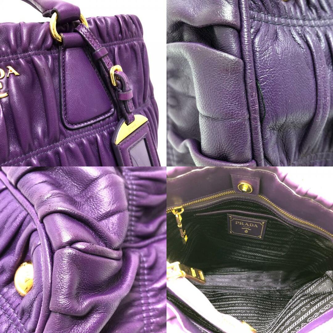 プラダ PRADA ギャザー BN2394 ロゴ カバン トートバッグ ハンドバッグ レザー VIOLA パープル