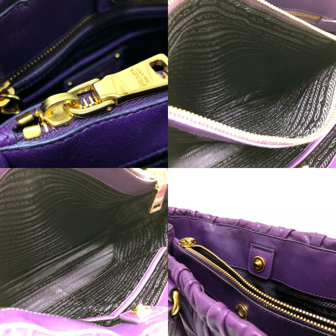 PRADA(プラダ)のプラダ PRADA ギャザー BN2394 ロゴ カバン トートバッグ ハンドバッグ レザー VIOLA パープル レディースのバッグ(ハンドバッグ)の商品写真