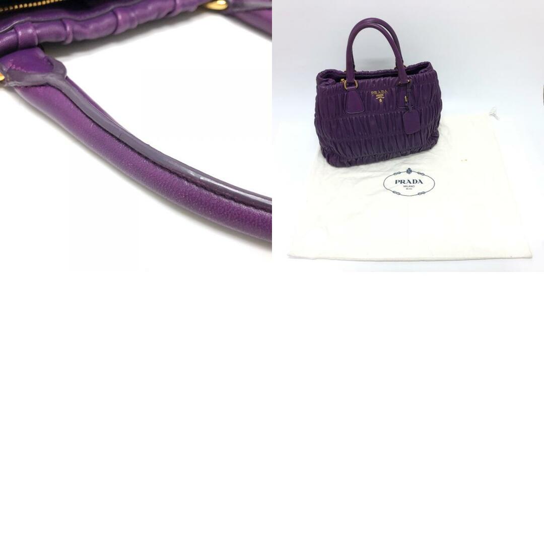 プラダ PRADA ギャザー BN2394 ロゴ カバン トートバッグ ハンドバッグ レザー VIOLA パープル