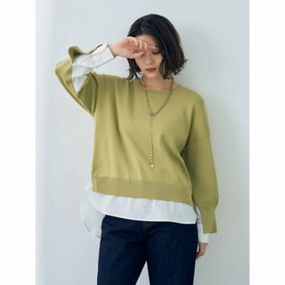 イェッカヴェッカ(YECCA VECCA)の【グリーン】シャツレイヤードニット/24SS(ニット/セーター)