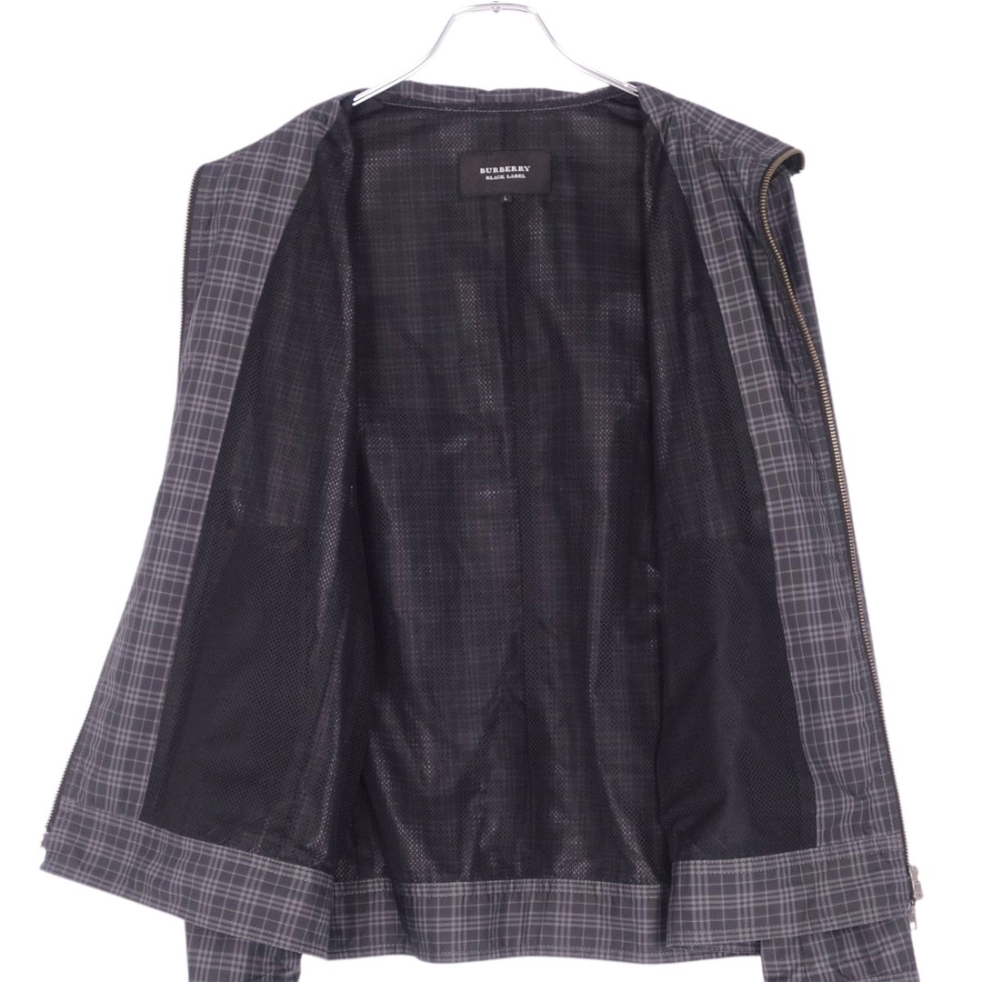 BURBERRY BLACK LABEL(バーバリーブラックレーベル)の極美品 バーバリー ブラックレーベル BURBERRY BLACK LABEL ジャケット ブルゾン スタンドカラー ダブルジップ エポレット チェック柄 アウター メンズ L グレー メンズのジャケット/アウター(ブルゾン)の商品写真