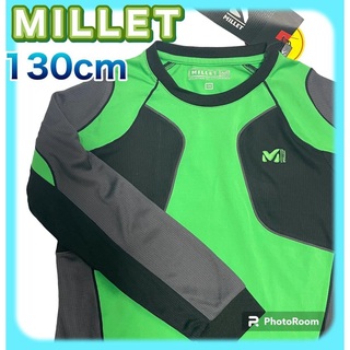 ミレー(MILLET)の未使用】MILLET 子供用 130 ハーフジップ 登山 トレッキング グリーン(登山用品)