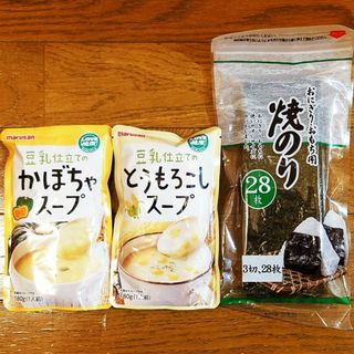 マルサン(マルサン)の【マルサン 豆乳仕立てのスープ(かぼちゃ,とうもろこし),浜乙女 焼きのり 】(その他)