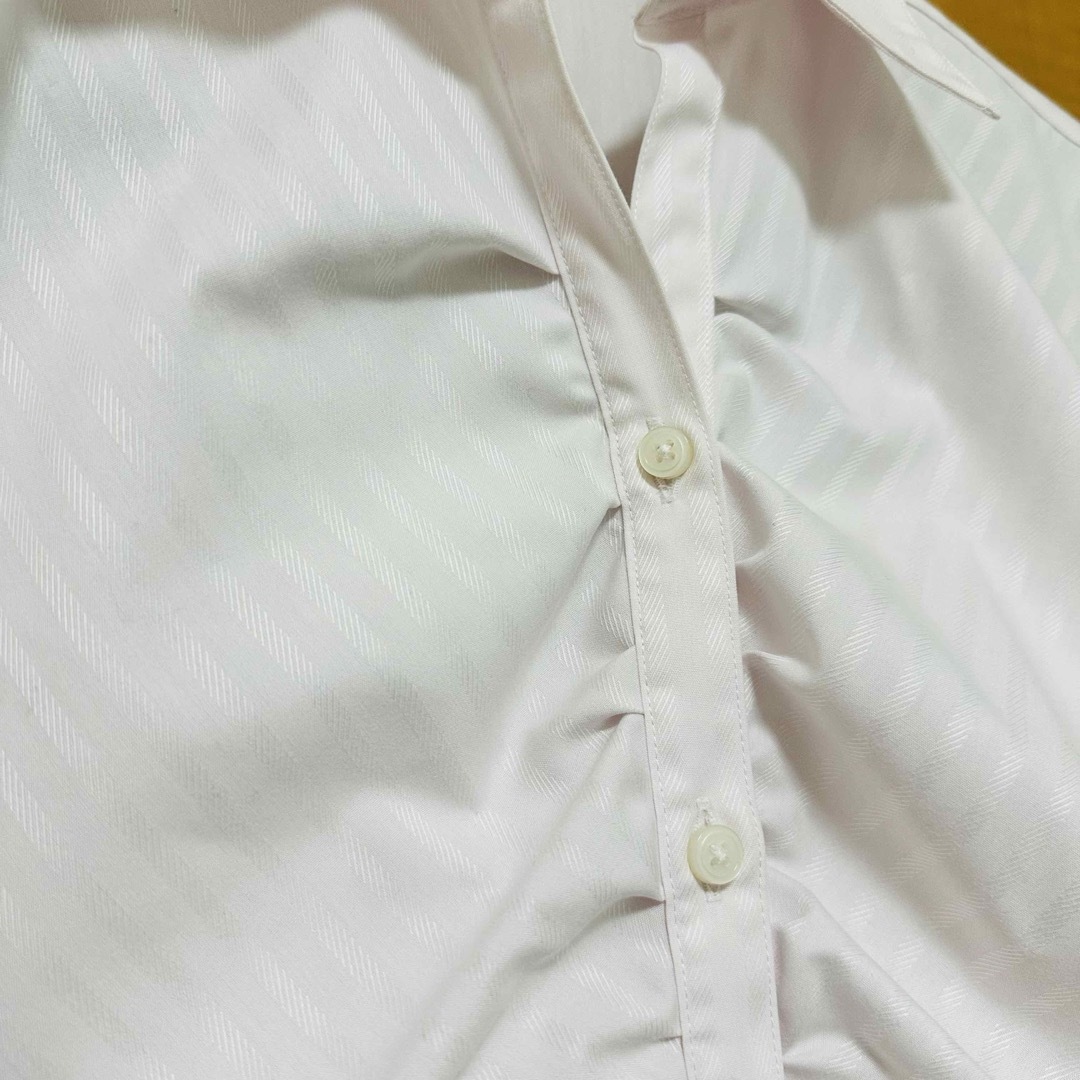 AOKI(アオキ)のグレーストライプ パンツスーツ シャツ付き レディースのフォーマル/ドレス(スーツ)の商品写真