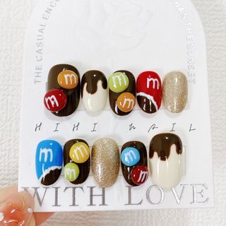 バレンタイン　チョコレート　ネイルチップ　つけ爪　春夏秋冬　HIHI  NAIL