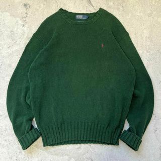 ラルフローレン(Ralph Lauren)の【90s ポロ ラルフローレン】L～XL相当 刺繍ロゴ コットン ニット 緑(ニット/セーター)