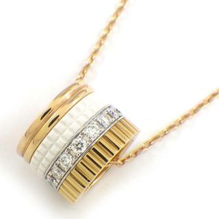 ブシュロン(BOUCHERON)のブシュロン BOUCHERON ネックレス キャトル SM JPN00492 スリーカラー フルサークル ダイヤモンド K18PG K18WG K18YG ホワイト セラミック 白 【箱・保付き】 【中古】(ネックレス)