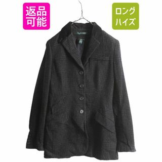 ラルフローレン(Ralph Lauren)の90s デッドストック LAUREN ラルフローレン 上襟ベロア ウール テーラード ジャケット レディース XS / 未使用 ブレザー オールド チェック(テーラードジャケット)