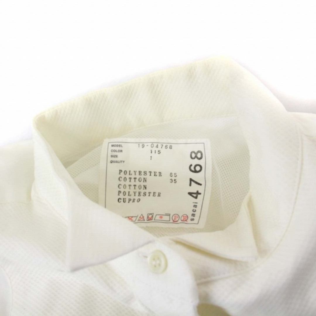 sacai(サカイ)のサカイ 19AW トレンチシャツ ブラウス バンドカラー 長袖 1 S 白 レディースのトップス(シャツ/ブラウス(長袖/七分))の商品写真