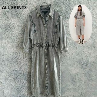 オールセインツ(All Saints)のALL SAINTS オールセインツ デニムワンピース ブラックウォッシュ(ひざ丈ワンピース)